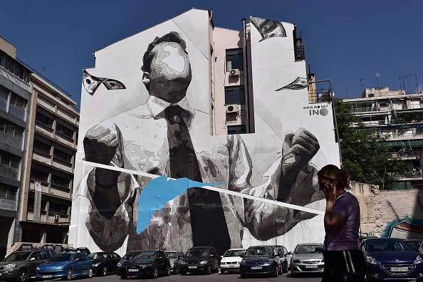 Greece debt mural