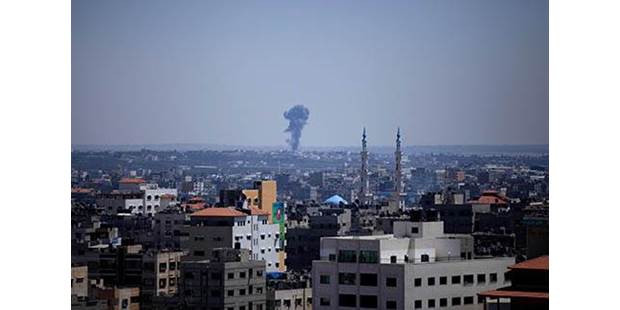 Smoke over Gaza City Palestine