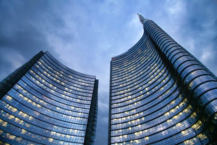 Skyscrappers against a night sky