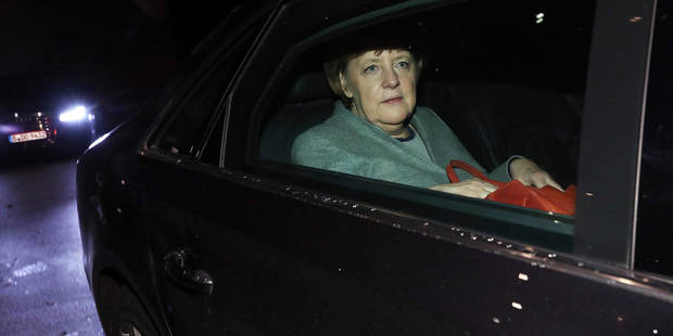 Angela Merkel departs after preliminary coalition talks collapsed