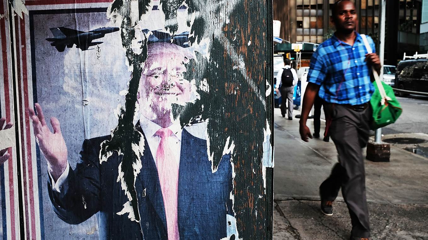 A poster featuring Donald Trump