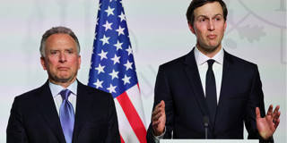 US Special Envoy Steve Witkoff and businessman Jared Kushner speak at a press conference at the Elysee Palace in Paris on January 6, 2026, after signing a declaration on deploying a post-ceasefire force in Ukraine, during the "Coalition of the Willing" summit on security guarantees for Ukraine.