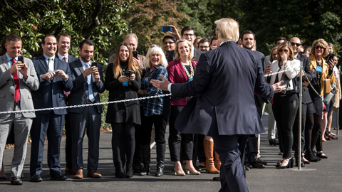 Trump greets his supporters