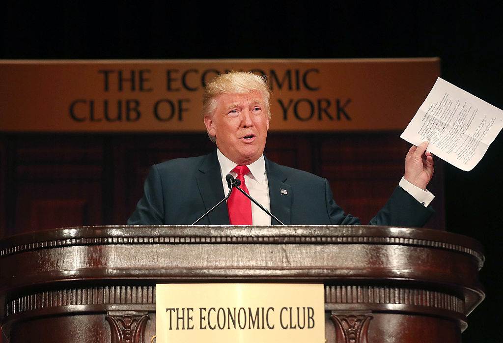 Trump speaking at economic club