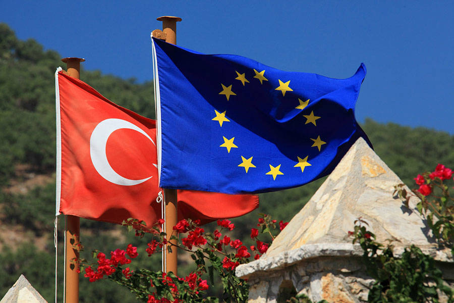 European Union and Turkey national flags
