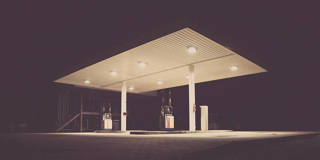 Empty gas station at night