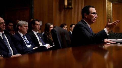 : Treasury Secretary Steven Mnuchin testifies before the Senate Finance Committee