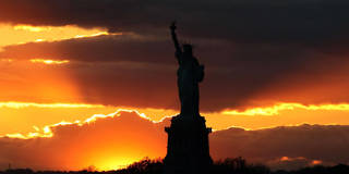 Statue of Liberty in the sunset