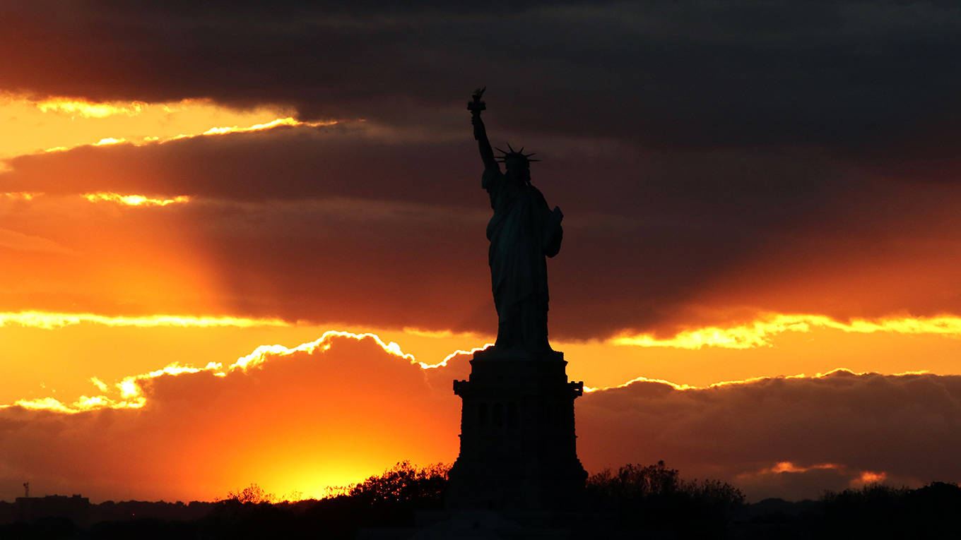 Statue of Liberty in the sunset