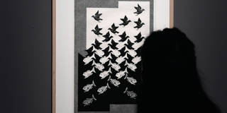 M.C. Escher art in museum.