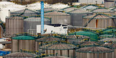 A chemical and mineral oil storage facility is seen at Hamburg Port