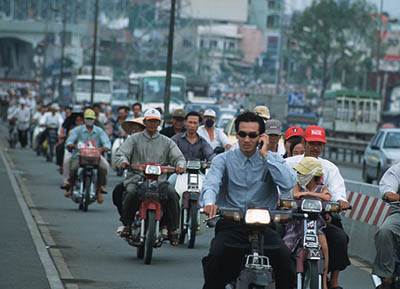 Motorcycle transportation Vietnam environment
