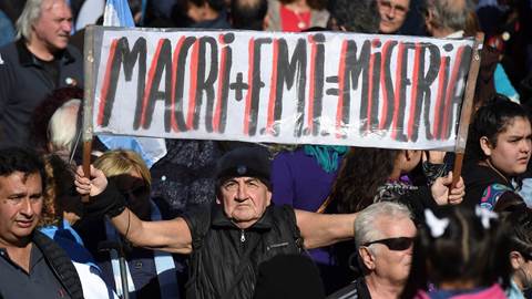 People demonstrate against the government's negotiations with the International Monetary Fund (IMF) in Buenos Aires