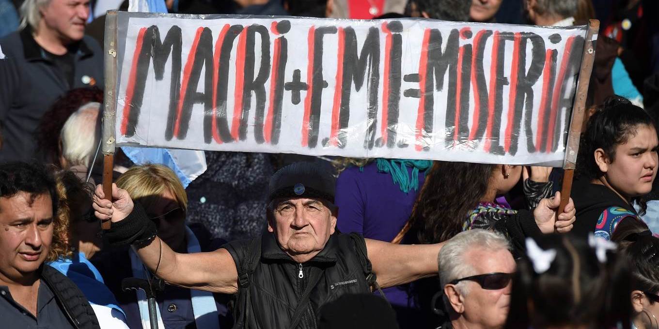 People demonstrate against the government's negotiations with the International Monetary Fund (IMF) in Buenos Aires