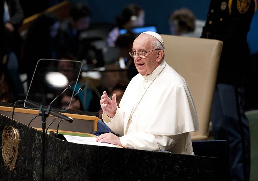 Pope Francis speaking at United Nations.