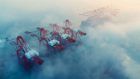 Shipping containers at a port.