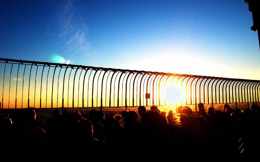 Crowd watching sunset