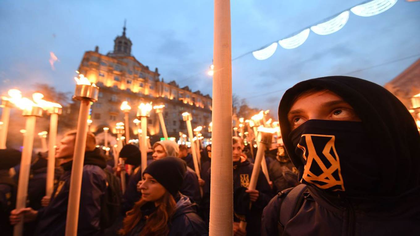 far right rally torches