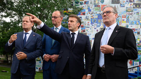 patten176_Leon NealGettyImages_macron_starmer_merz_tusk_tirana