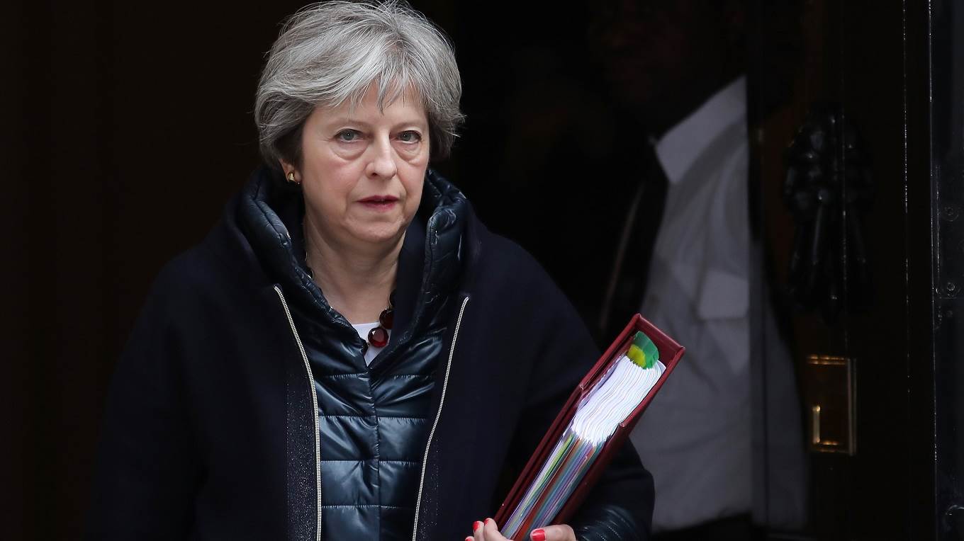 Britain's Prime Minister Theresa May leaves 10 Downing street