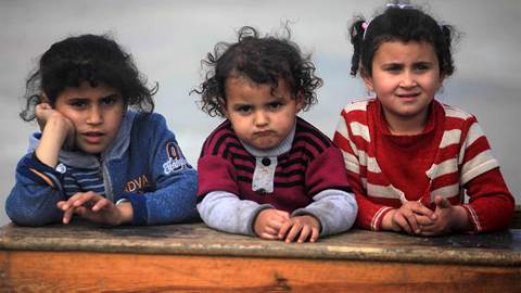 Refugee children at school