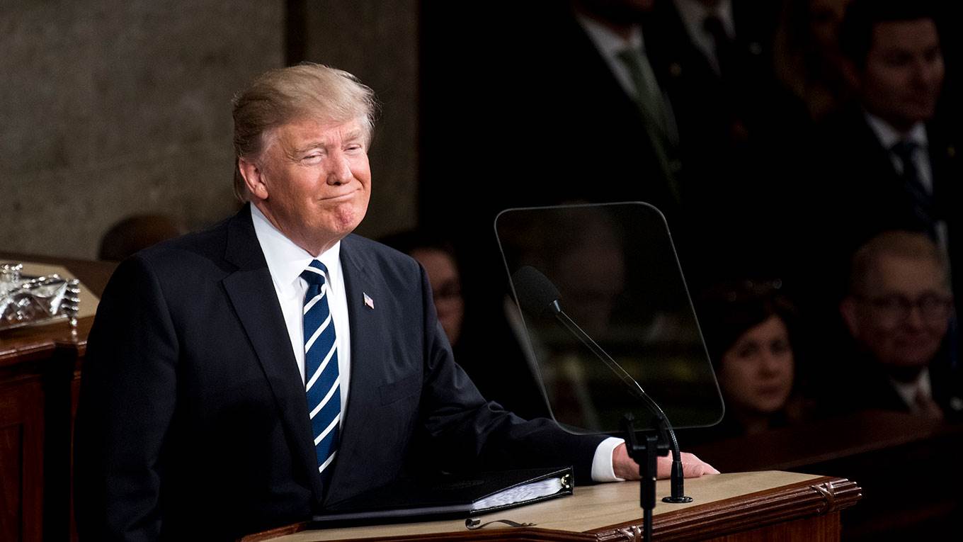 Donald Trump delivers his address to a joint session of Congress