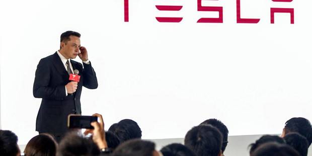 Elon Musk, Chairman, CEO of Tesla Motors, addresses a press conference
