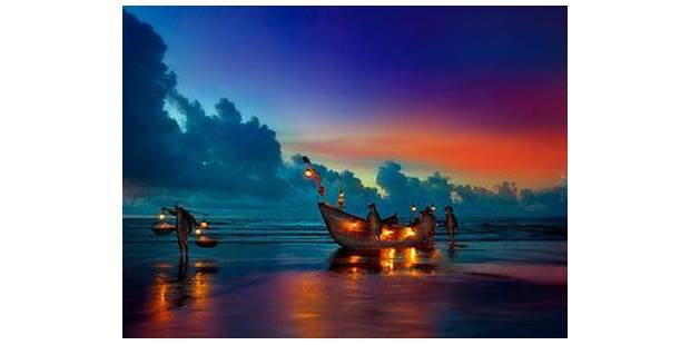 China boat lantern sunset