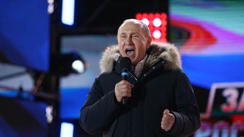 Russian President Vladimir Putin attends the rally of his supporters