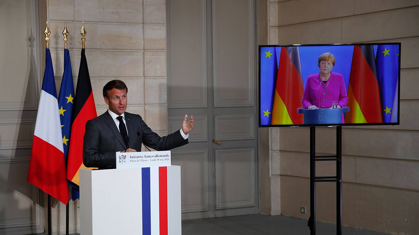 kaletsky72_FRANCOIS MORIPOOLAFP via Getty Images_macronmerkelcoronavirusconference
