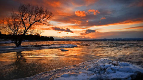 Vermont river sunset