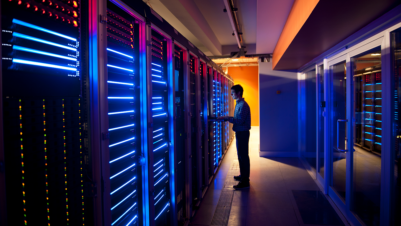 IT engineer configuring servers