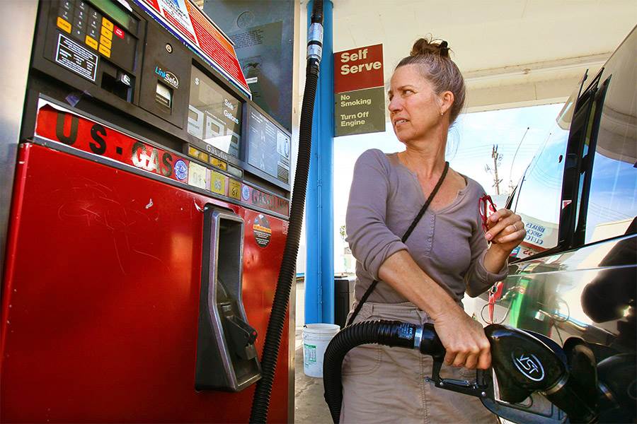 filling up with gas