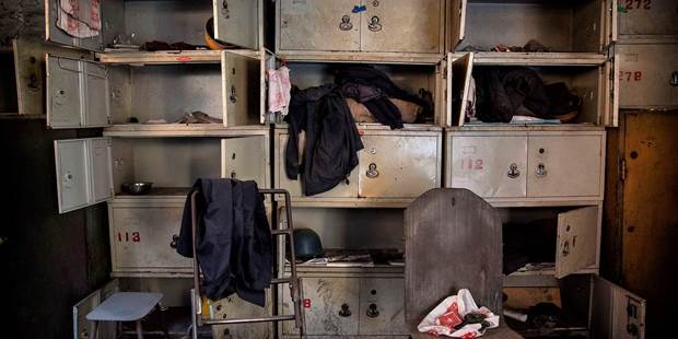 Worker's lockers in the abandoned Qingquan Steel plant