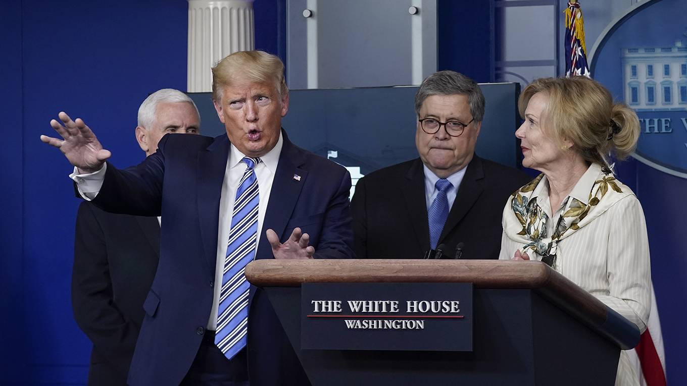 delong218_Drew AngererGetty Images_trumpbarrbirxcoronavirus