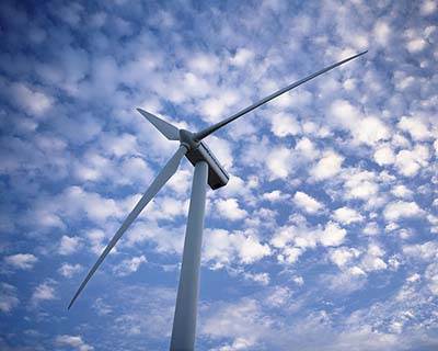 Wind turbine blue sky