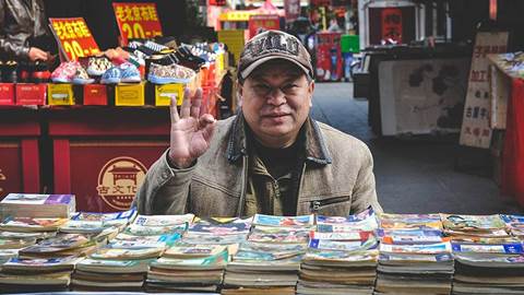 Kiosk salesman in China