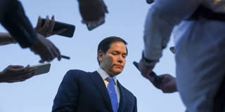 Marco Rubio speaking to journalists.