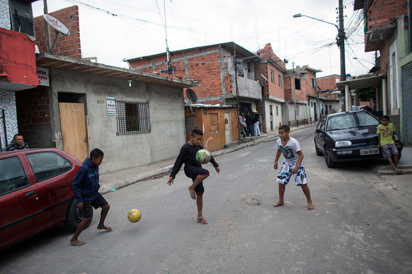 Poor neighborhood children playing