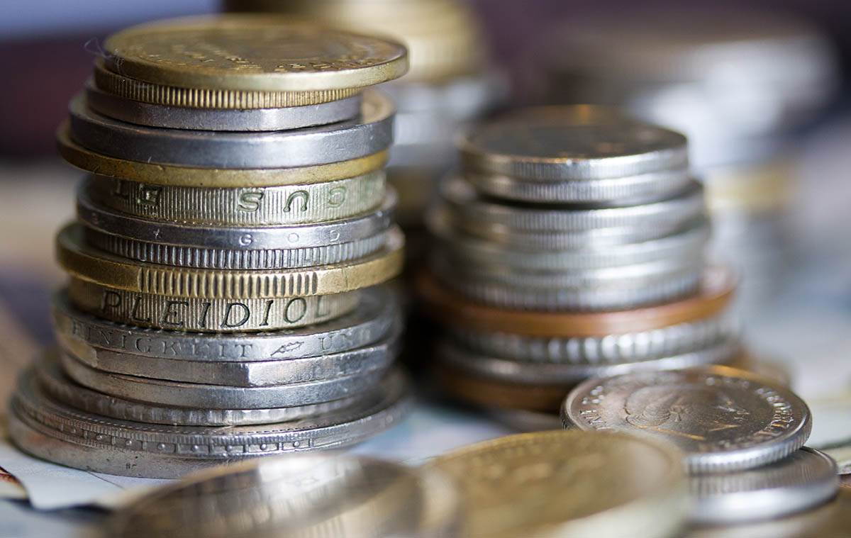 Stacks of coins currency economics