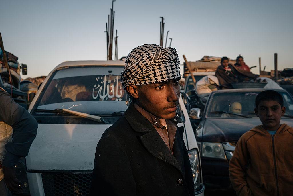 Civilians fleeing in the countryside of Raqqa
