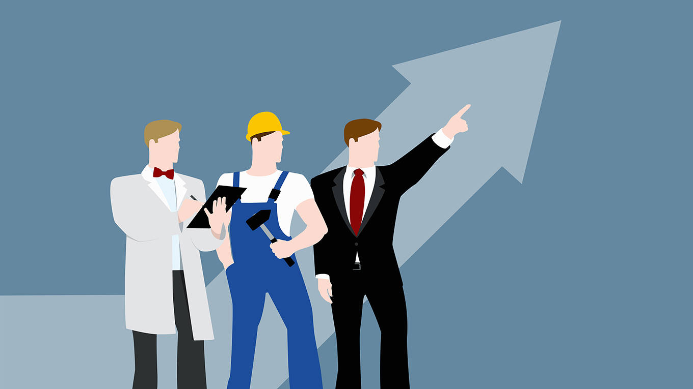 spence116_RalfHiemischGettyImages_businessmenwithuparrowpointing