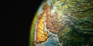 Globe facing Iran and Asia
