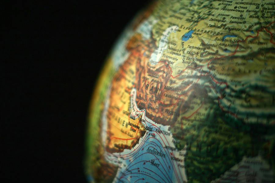 Globe facing Iran and Asia