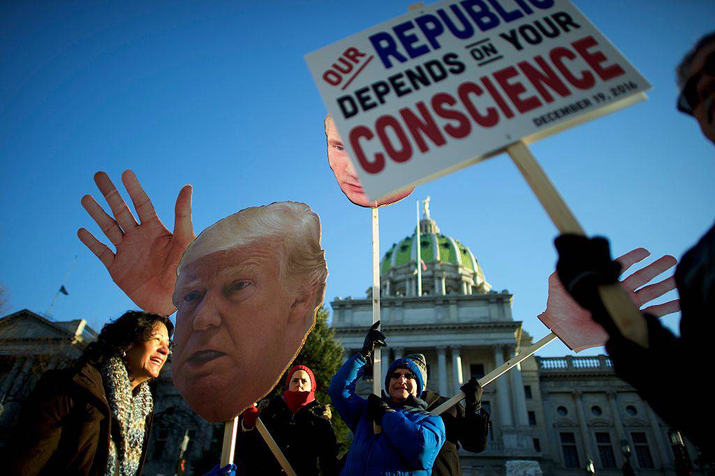 Protestors outside electoral college