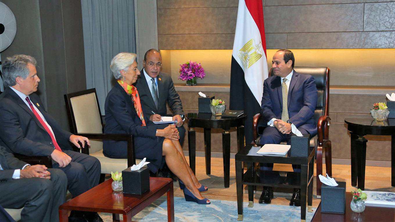 Egyptian President Abdel Fattah el-Sisi meets with Managing Director of the IMF Christine Lagarde