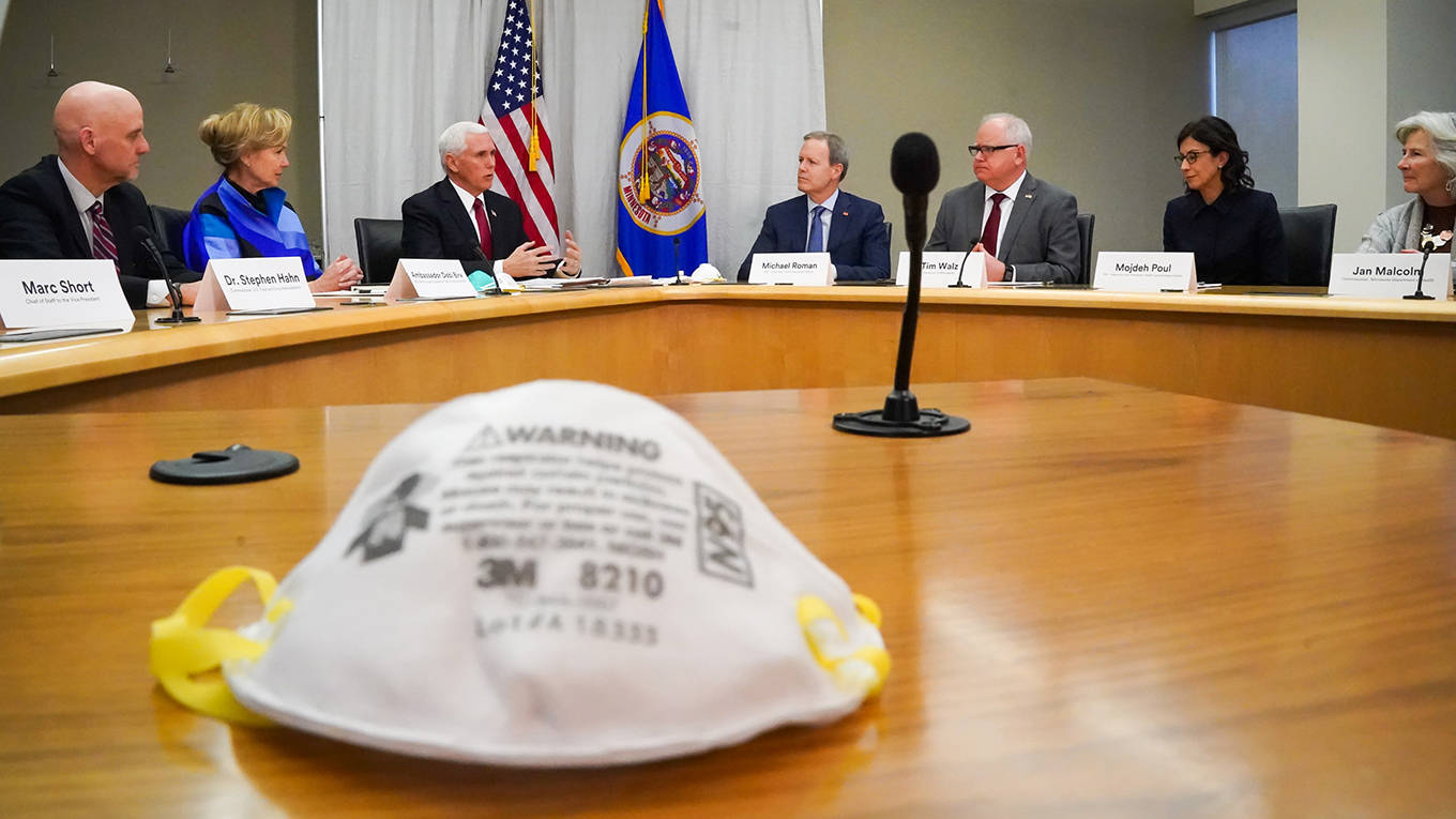 frydman20_Glen StubbeStar Tribune via Getty Images_mikepencecoronavirus3M