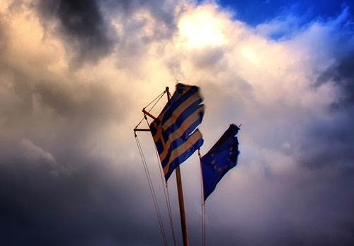 Greece and EU flags