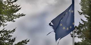European Union flag torn at edge