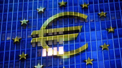 Euro symbol with EU flag stars.